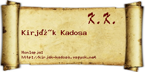 Kirják Kadosa névjegykártya